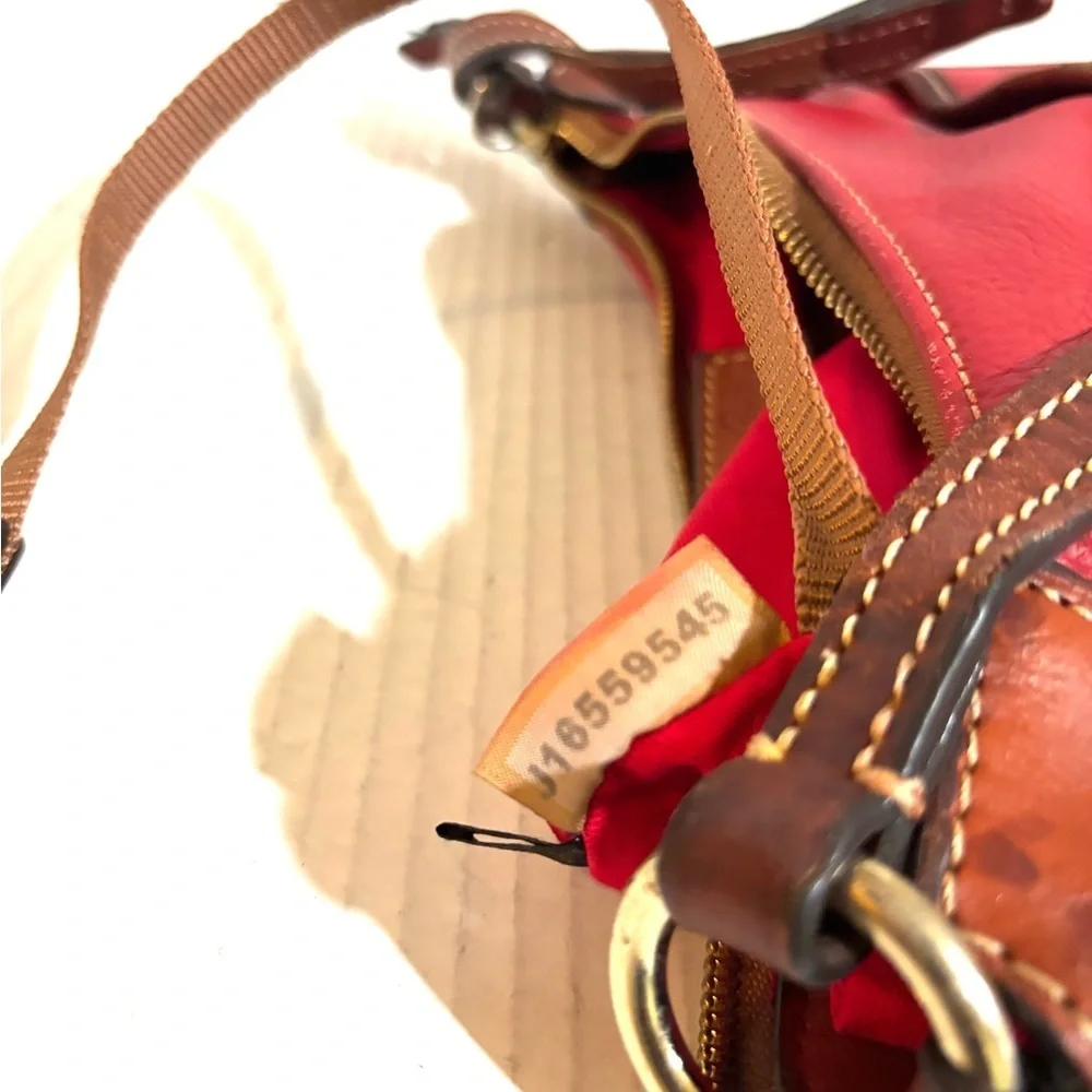 Dooney & Bourke Red and Brown Leather Hobo Bag